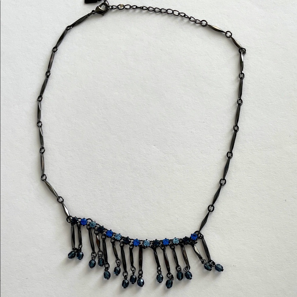 1928 Gunmetal and blue necklace NEW